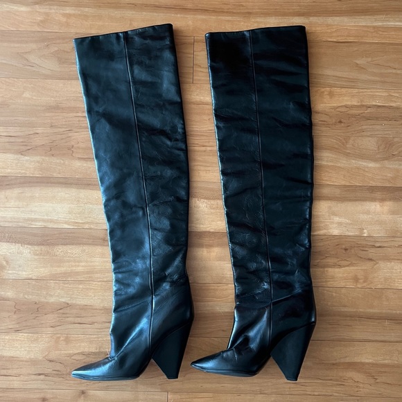 Saint Laurent Niki 105 over-the-knee boots in black shiny leather. 38 - Picture 6 of 16